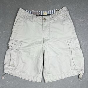 VTG Abercrombie & Fitch Cargo Shorts Mens 33 Beige Type A- 8 Distressed Pockets